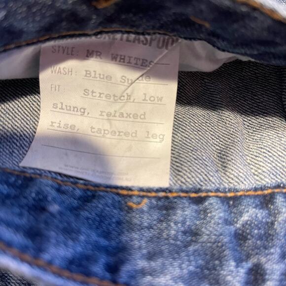 One Teaspoon Mr Whites Denim Jeans Blue Suede Men's 32R NWT Crop - Picture 7 of 8
